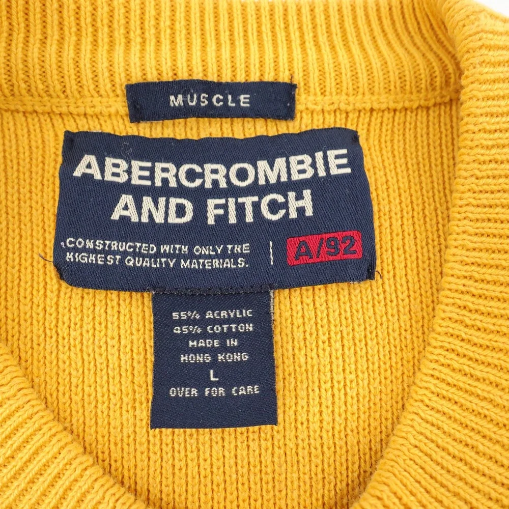 Vintage Abercrombie‎ and Fitch Vintage Muscle Sweater Y2K Navy Yellow Mens Large